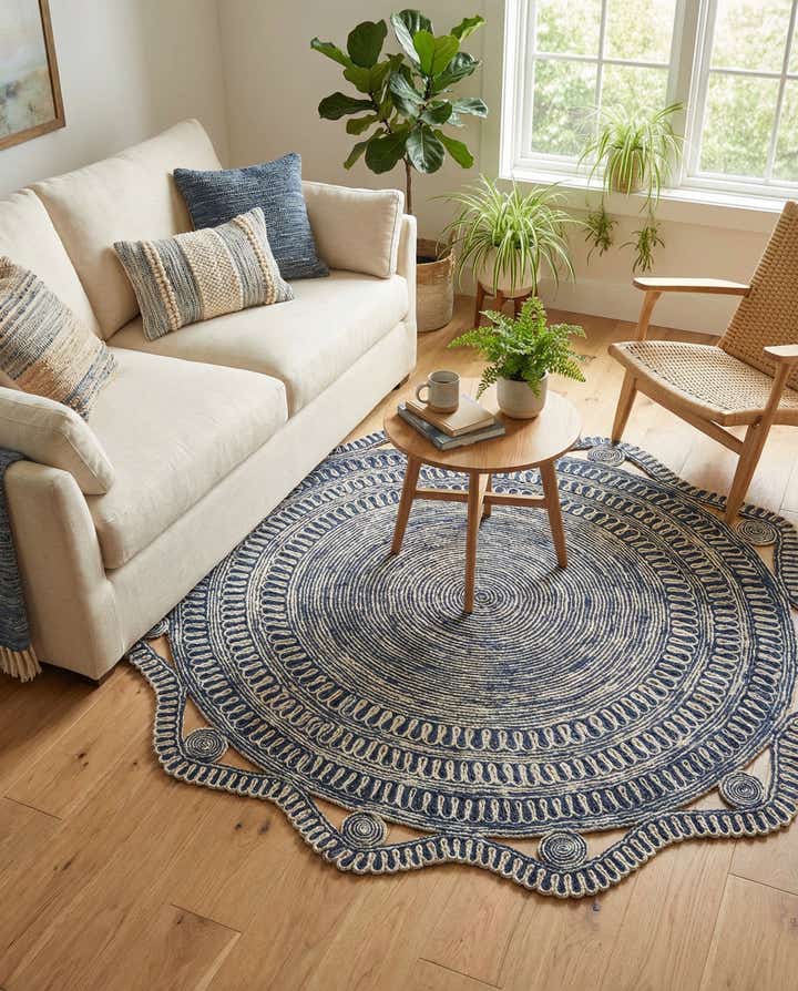 6' 1 x 6' 1 Handmade Braided Jute Round Rug