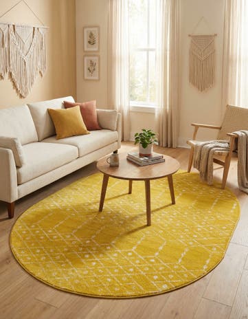 Yellow Paxon Trellis Oval Rug