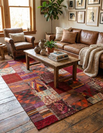 5' 7 x 8' Hand Woven Kilim Patchwork Wool Rug