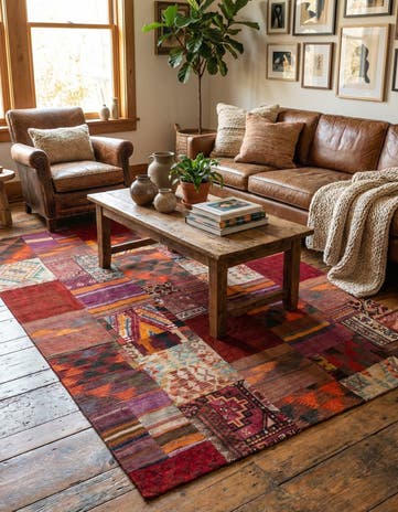 5' 7 x 8' Hand Woven Kilim Patchwork Wool Rug