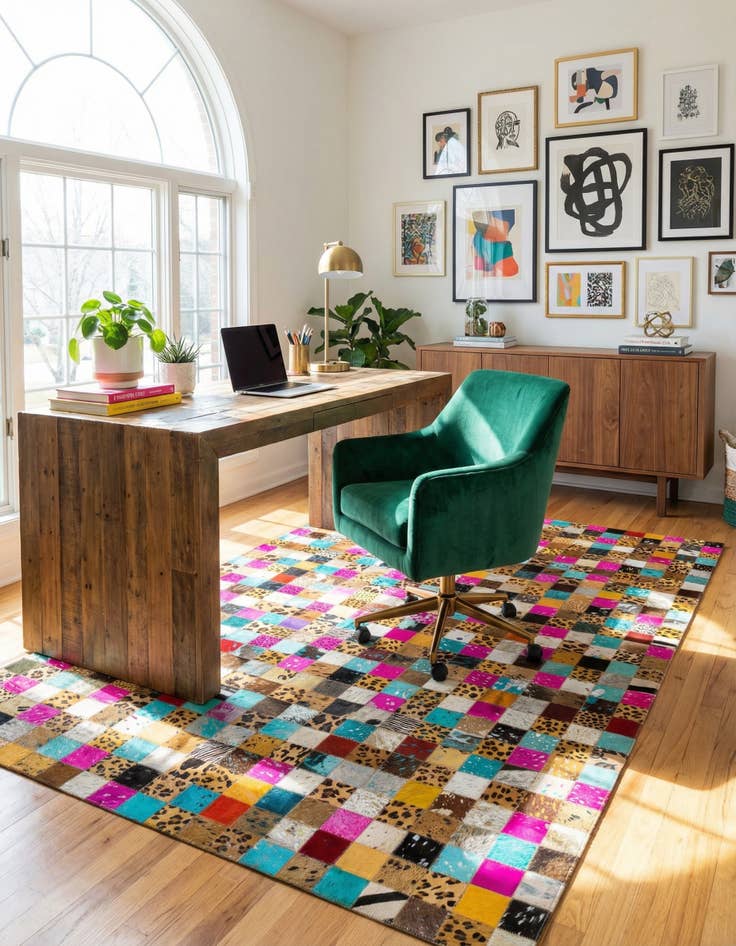 Detail image of 5' x 8' Cowhide Leather Rug