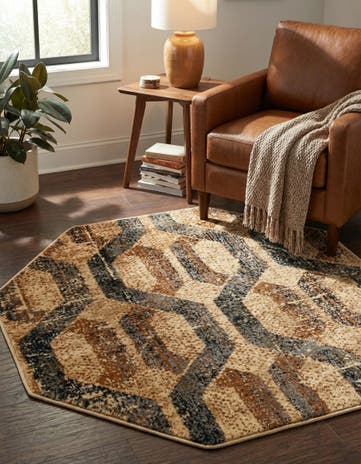 Beige Cream Saturn Octagon Rug