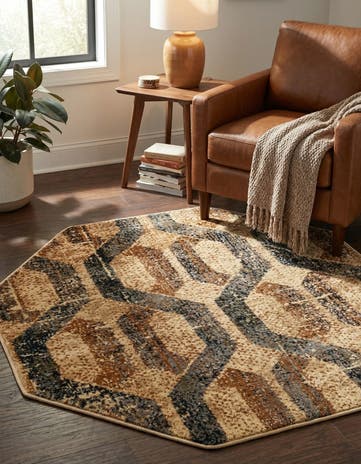 Beige Cream Saturn Octagon Rug