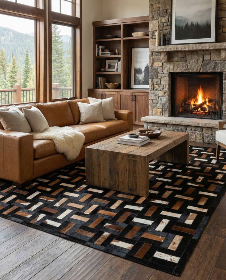 Detail image of 5' 2 x 8' 1 Cowhide - Patchwork Rug