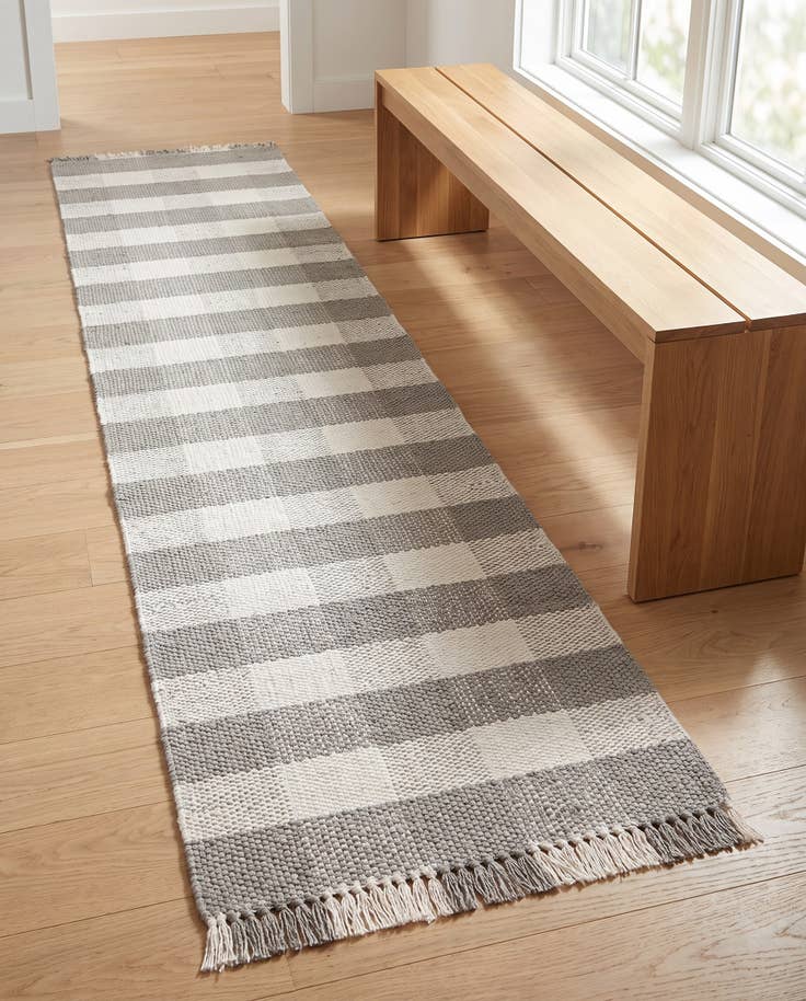Detail image of 2' 7 x 10' Easy-Clean Eco Plaid Washable Indoor / Outdoor Runner Rug