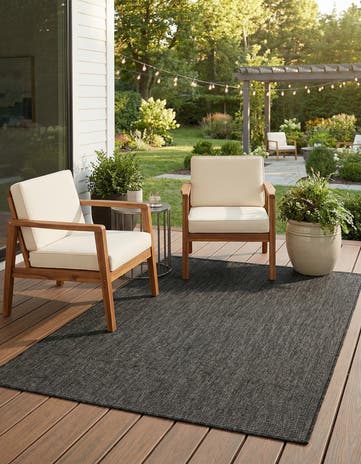 Black Easy-Clean Solid Indoor / Outdoor Rug