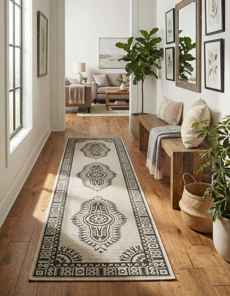 Detail image of 2' x 8'  Washable Traditional Indoor / Outdoor Runner Rug