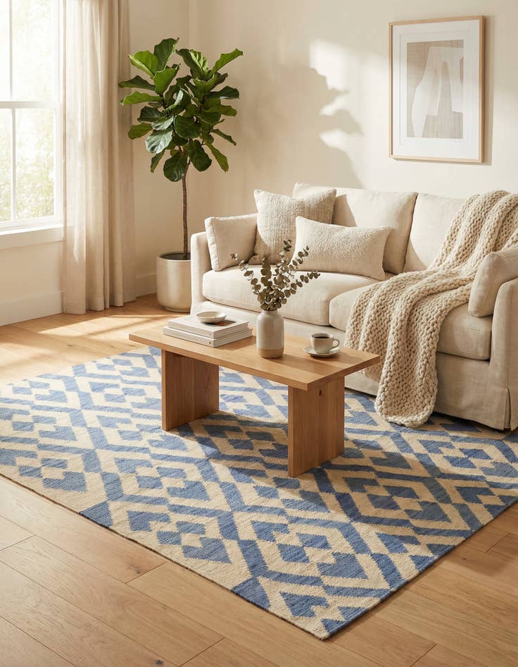 Detail image of 4' 6 x 5' 8  Hand Woven Kilim Modern Wool Rug