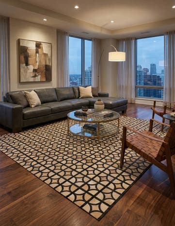 8' 1 x 10' Cowhide Leather Rug