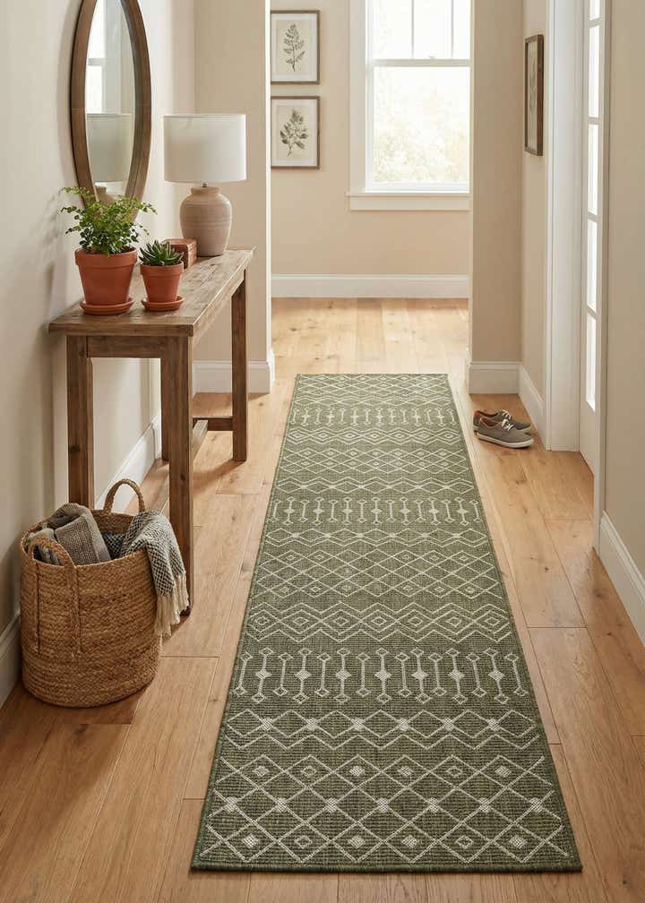 2' 7 x 13' Easy-Clean Trellis Indoor / Outdoor Runner Rug