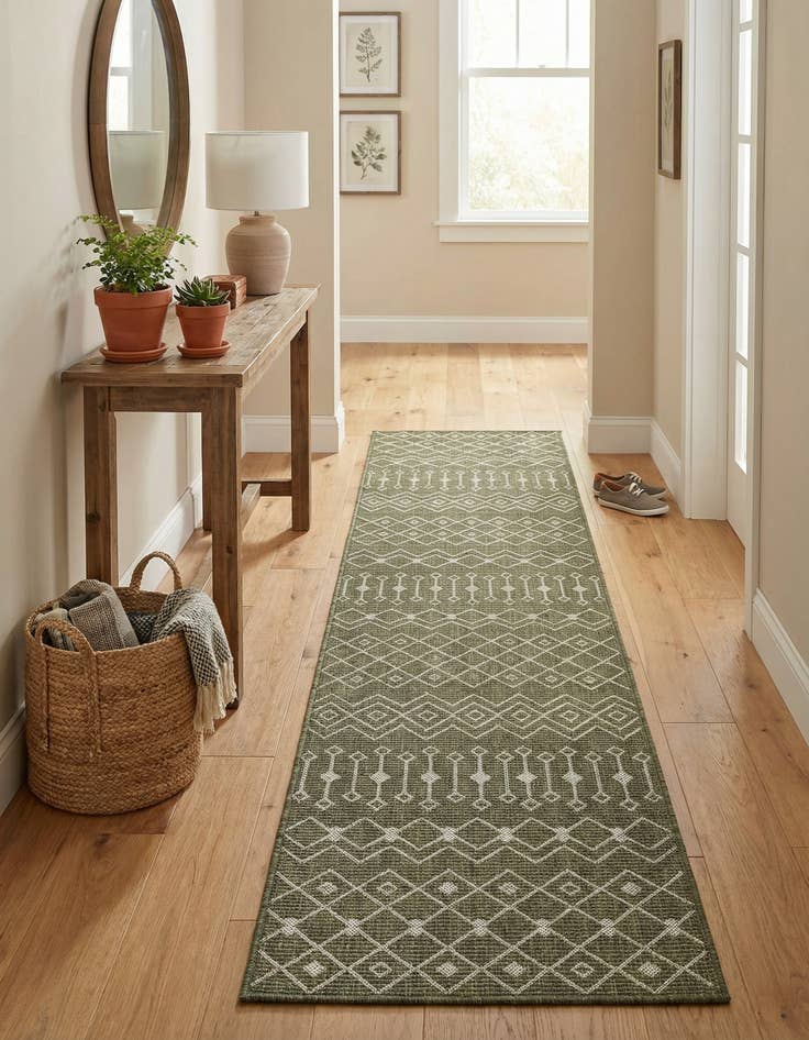 Detail image of 2' 7 x 13'  Washable Trellis Indoor / Outdoor Runner Rug