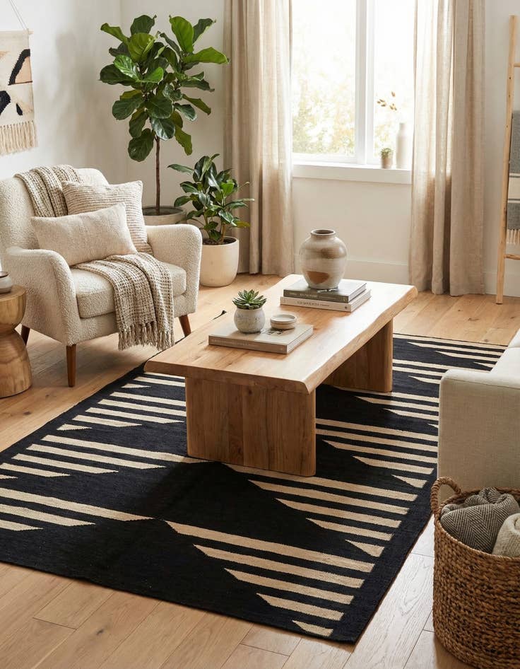 Detail image of 4' 1 x 5' 7  Hand Woven Kilim Modern Wool Rug