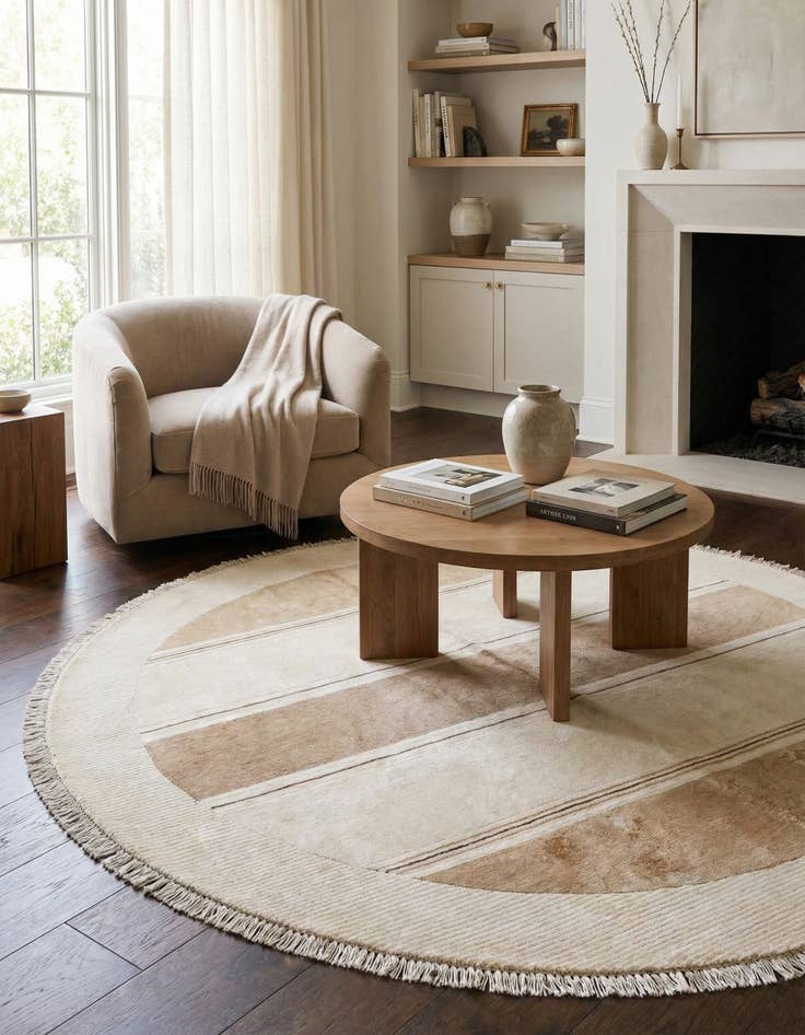 Detail image of  6' 5 x 6' 5  Hand Knotted Darya Wool Round Rug