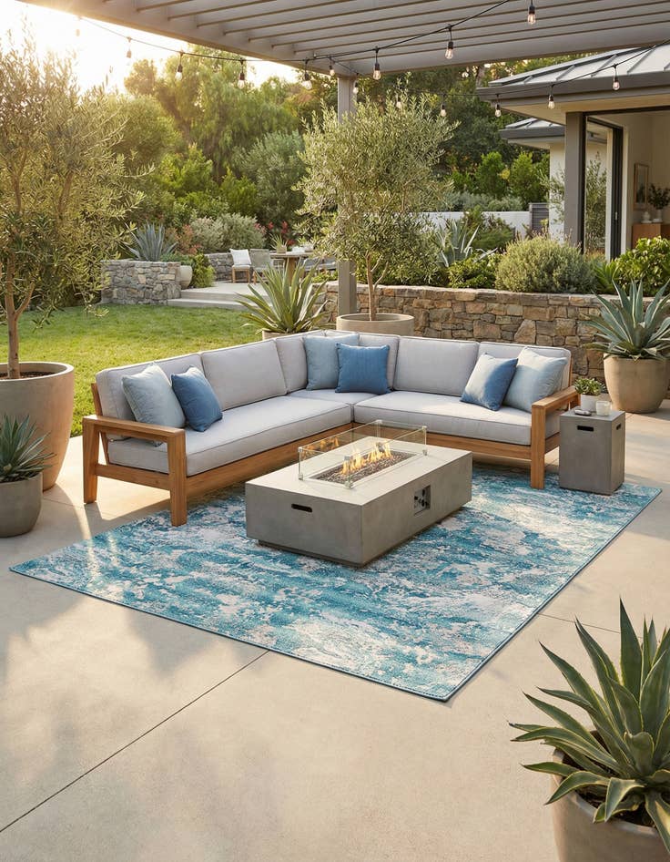 Detail image of 9' x 12'  Washable Modern Indoor / Outdoor Rug