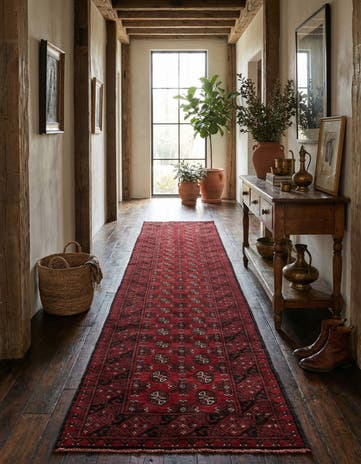 2' 7 x 15' 9 Hand Knotted Afghan Akhche Wool Runner Rug