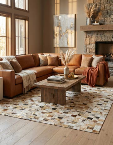 5' x 8' Cowhide Leather Rug
