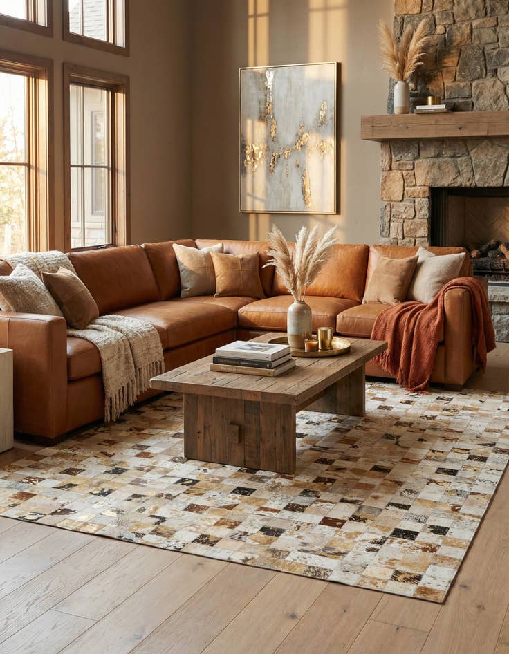 Detail image of  5' x 8' Cowhide Leather Rug