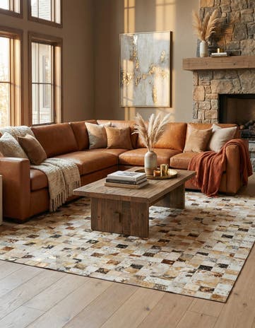 5' x 8' Cowhide Leather Rug