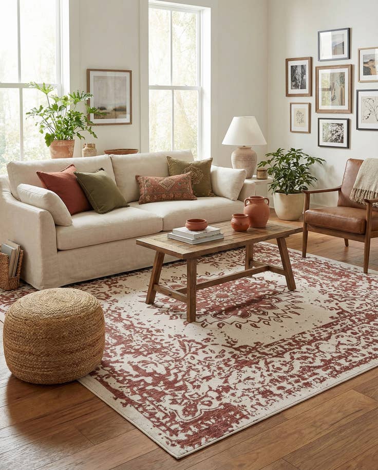 Detail image of 7' 10 x 7' 10 Easy-Clean Traditional Indoor / Outdoor Square Rug
