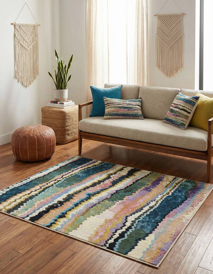Detail image of  4' x 6'  Washable Modern Indoor / Outdoor Rug