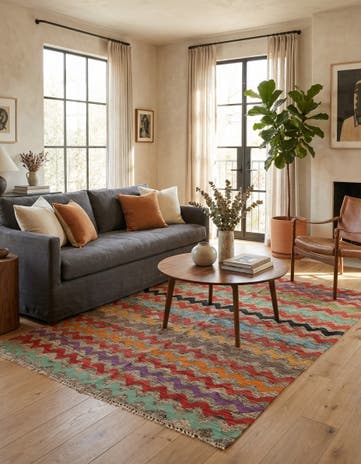 5' 6 x 7' 7 Hand Woven Kilim Modern Wool Rug