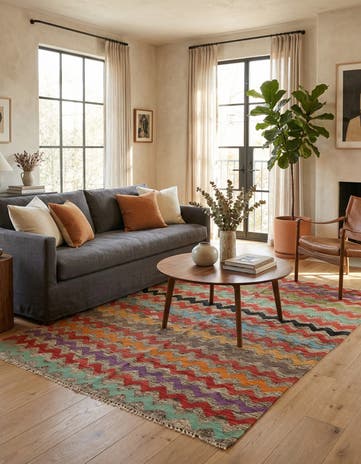 5' 6 x 7' 7 Hand Woven Kilim Modern Wool Rug