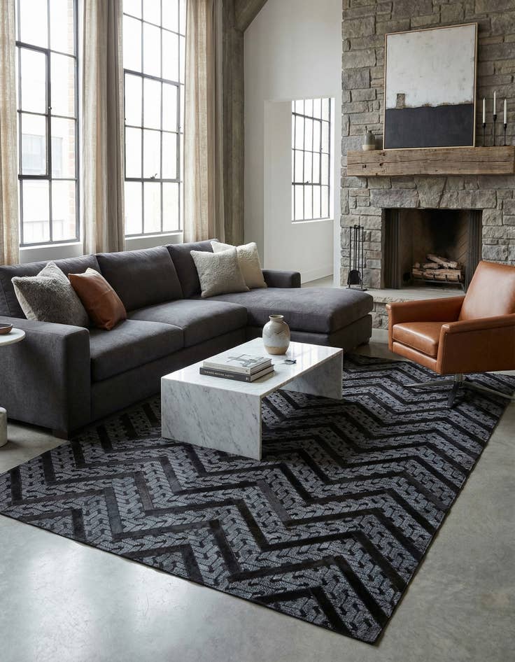 Detail image of  4' 11 x 7' 11 Cowhide - Patchwork Rug