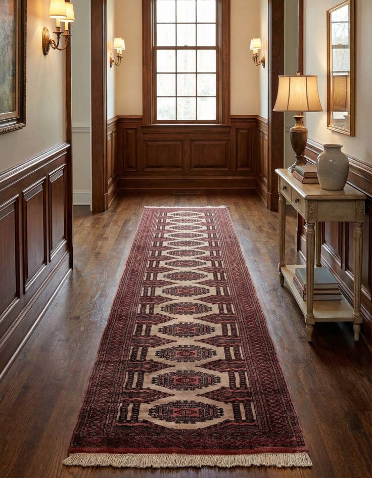 Detail image of 3' 3 x 10' 2  Hand Knotted Bokhara Oriental Wool Runner Rug