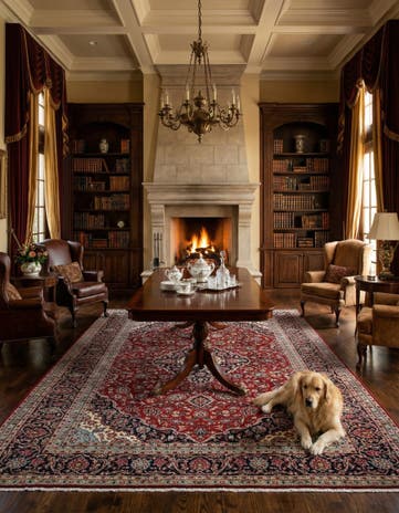 9' 8 x 12' 9 Hand Knotted Kashan Persian Wool Rug