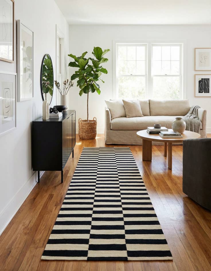 Detail image of 2' 8 x 9' 9  Hand Woven Kilim Modern Wool Runner Rug