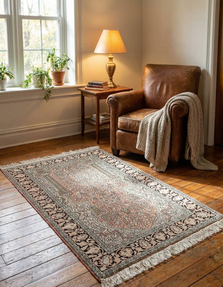 Detail image of 3' 2 x 5' 1  Hand Knotted Kashmir Oriental Wool Rug