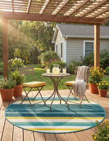 4' x 4' Easy-Clean Border Indoor / Outdoor Round Rug