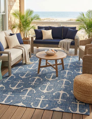 7' 10 x 11' Easy-Clean Coastal Indoor / Outdoor Rug