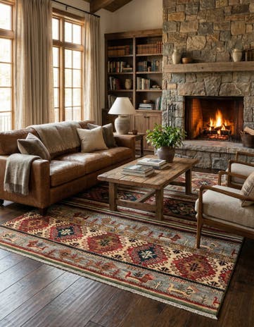 6' 7 x 9' 5 Hand Knotted Kazak Rug