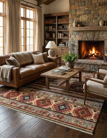 6' 7 x 9' 5 Hand Knotted Kazak Rug