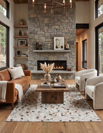 5' x 8' Cowhide Leather Rug