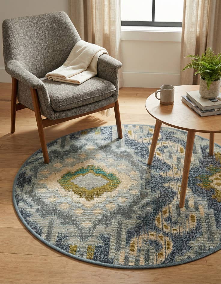 Detail image of 2' 7 x 2' 7  Washable Modern Indoor / Outdoor Round Rug