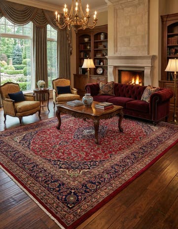9' 9 x 12' 7 Hand Knotted Mashad Persian Wool Rug