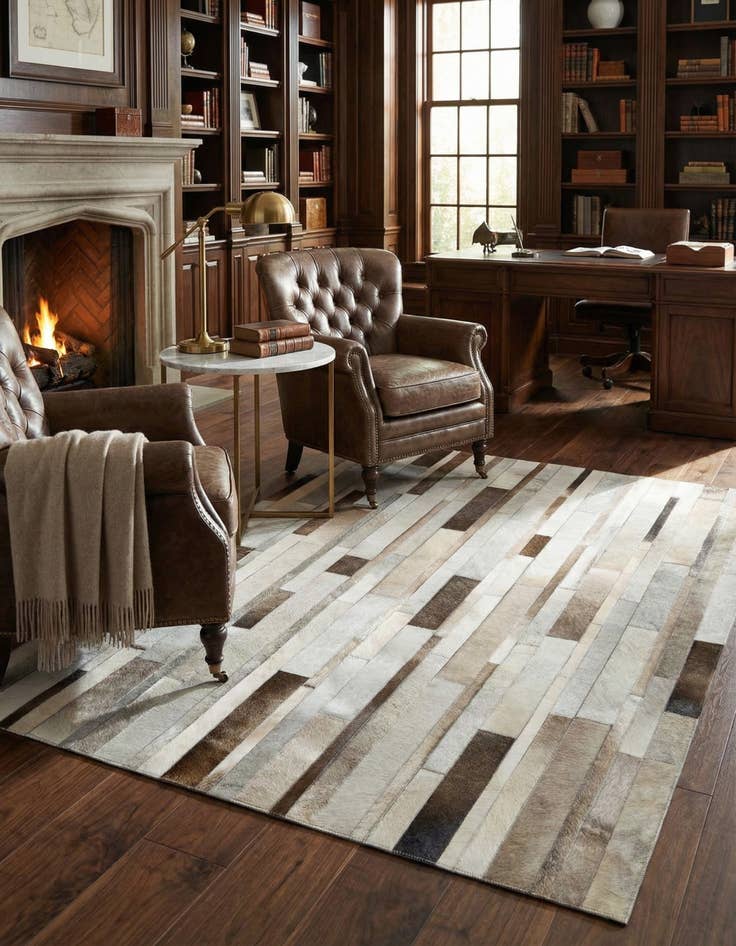 Detail image of 5' 3 x 7' 4 Cowhide Leather Rug