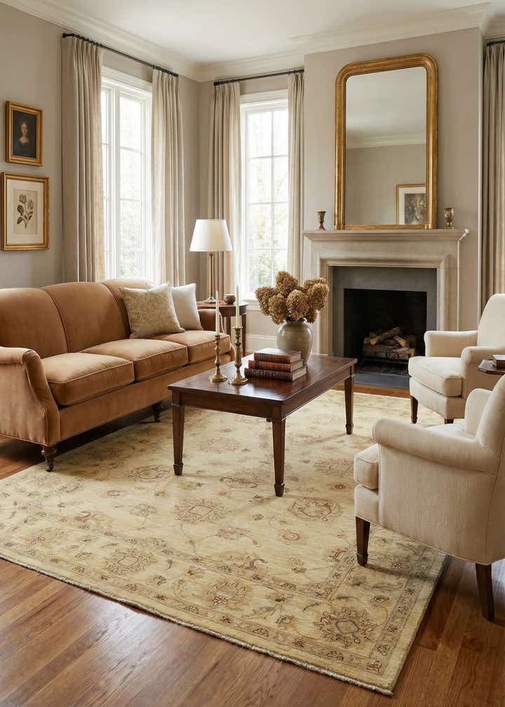 5' 6 x 8' Hand Knotted Peshawar Ziegler Rug