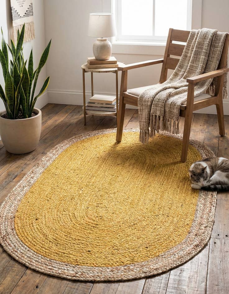 Detail image of  3' 3 x 5' 1  Hand Braided Jute Oval Rug