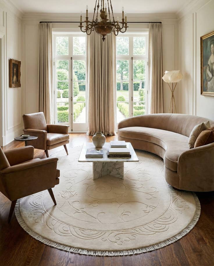 Detail image of 6' 6 x 9' 8 Hand Knotted Darya Wool Oval Rug