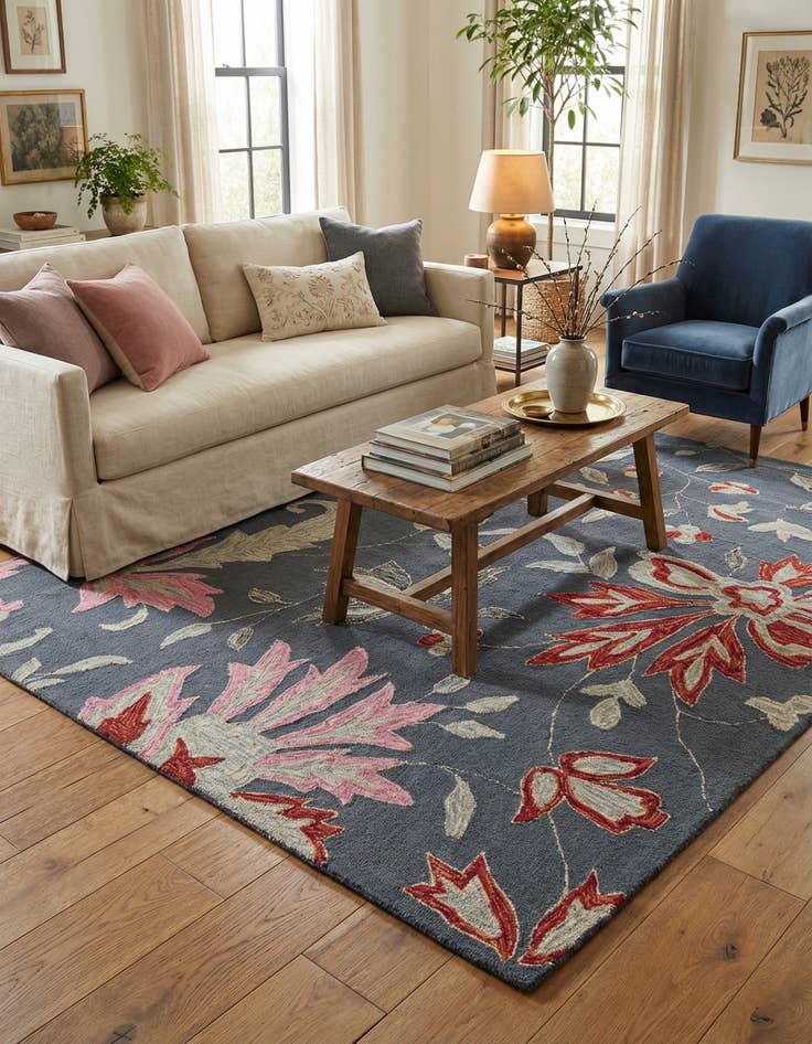 Detail image of 5' 1 x 8' 1 Agra Wool Rug