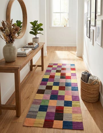2' 9 x 6' 8 Hand Woven Kilim Modern Wool Runner Rug