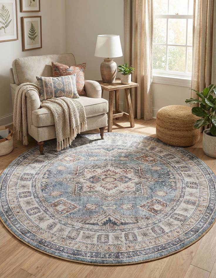 Detail image of 5' 1 x 5' 1 Washable Timeless Round Rug