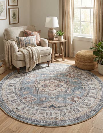5' 1 x 5' 1 Washable Timeless Round Rug