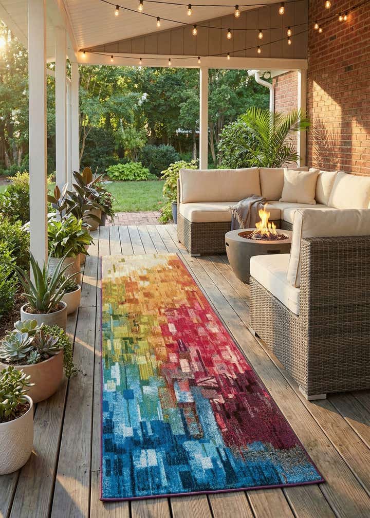 2' 7 x 12' Easy-Clean Modern Indoor / Outdoor Runner Rug