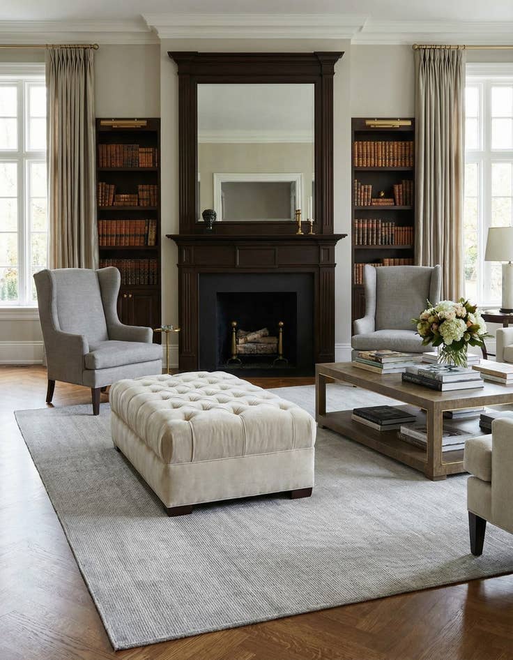 Detail image of 10' x 10'  Hand Woven Jill Zarin English Manor Farmhouse Wool Square Rug