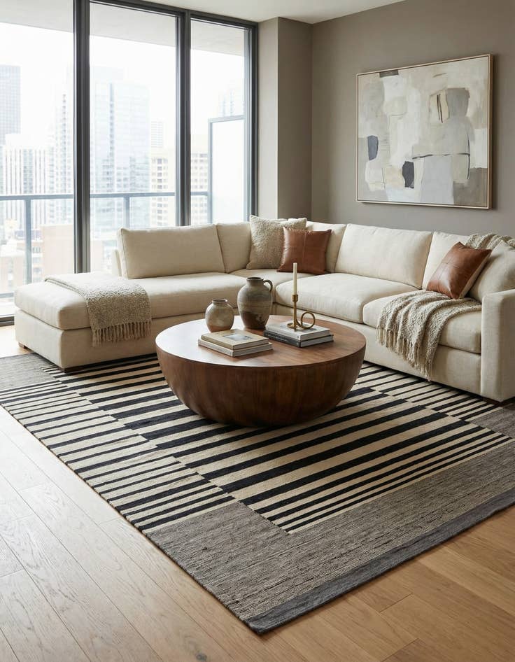 Detail image of 6' 10 x 9' 6  Hand Woven Kilim Modern Wool Rug