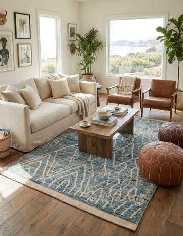 5' 7 x 8' 2 Hand Knotted Moroccan Wool Rug